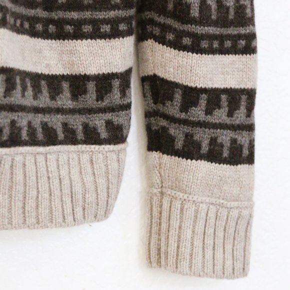 Vince Men's 100% Wool Fair Isle Striped Shawl Collar V Neck Knit Sweater $295 M - Picture 7 of 13